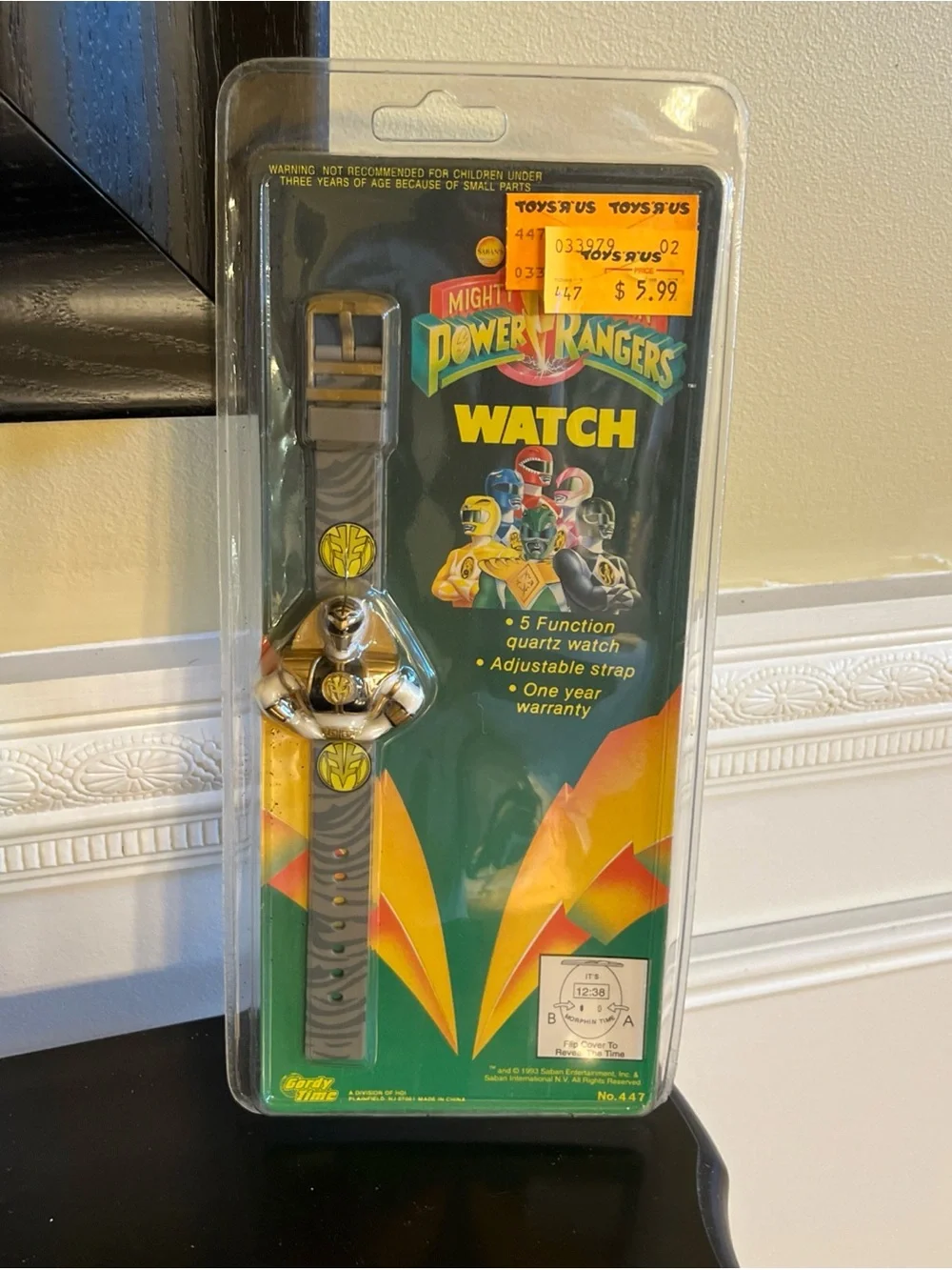 Vintage 1993 NIP Mighty Morphin Power Rangers Watch white/gold